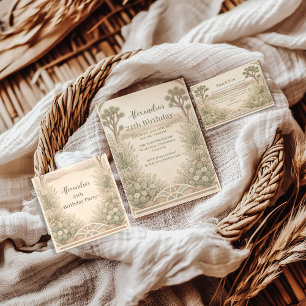 Neutral Desert Floral Birthday Invitation