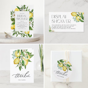 Watercolor Lemon Frame Botanical Bridal Brunch Invitation