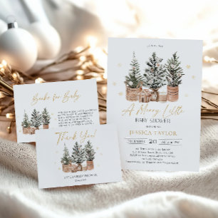 Winter Rustic Christmas Trees Baby Shower Classic Round Sticker