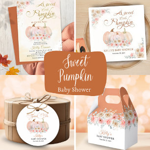 Sweet Pumpkin Floral Baby Shower Classic Round Sticker