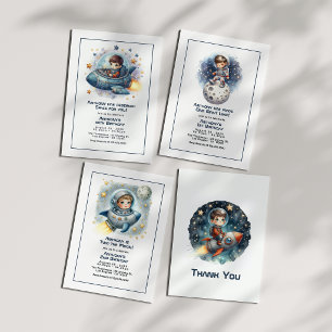 Stellar Boy Space Rocket Thank You Card