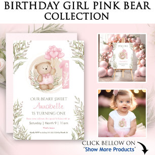 Cute Teddy Bear   1st Birthday   Photo Thank You Card
