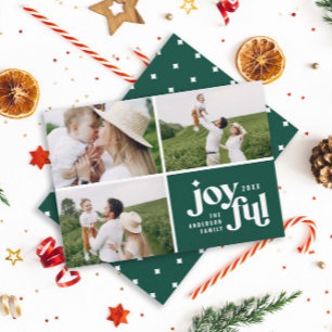 modern joyful 1 photo  foil holiday postcard