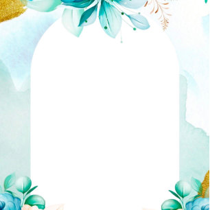 Teal Blue Watercolor Floral Couples Shower Invitation