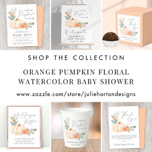Little Pumpkin Watercolor Drive By Baby Shower Invitation