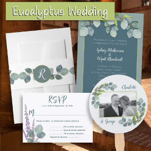 Botanical Eucalyptus Leaves Wedding Invitation