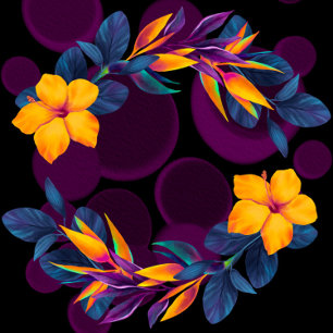 Birds of Paradise Pink Yellow Hibiscus Wedding Invitation