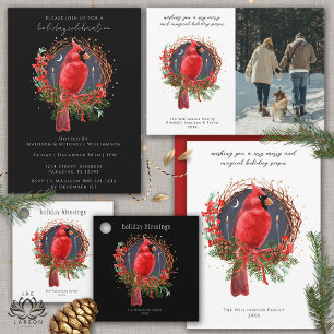 Christmas Red Cardinal Yule Solstice Holiday Party Invitation