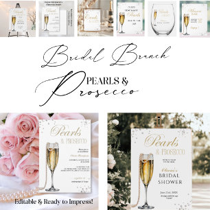 Pearls and Prosecco Bridal Shower, Bridal Brunch Poster