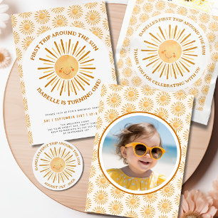 First Trip Around The Sun 1st Birthday Party Photo Invitation