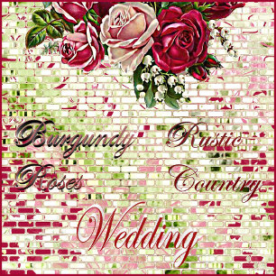 Burgundy Red Rustic Roses Garland Country Wedding Invitation