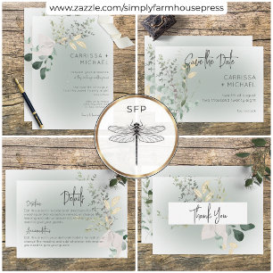Boho Delicate Greenery Modern Wedding Save The Date