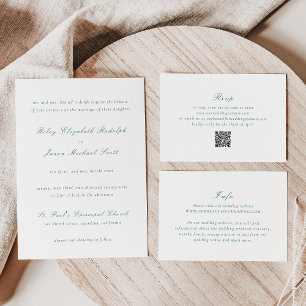 Clean Emerald Green Elegant Wedding Invitation