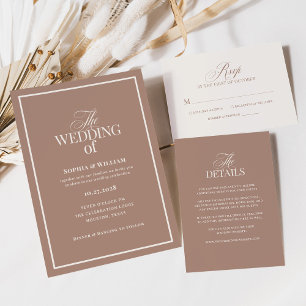 Soft Mocha Taupe   Luxe Wedding Guest Details Enclosure Card