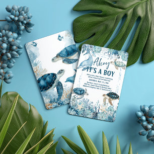 Under the Sea Blue Ahoy It's a Boy Baby Shower Invitation