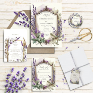 Regal Lavender Floral Wedding Website Card