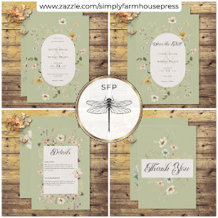 Rustic Wildflower Frame Sage Green Save The Date