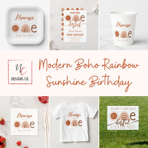 Isn't she Lovely Onederful Boho Rainbow Birthday Invitation