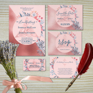 Pink Pearl Watercolor Floral Pagan Handfasting Invitation