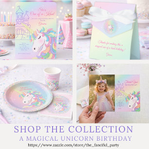 Pastel Rainbow Unicorn Magical Birthday Poster