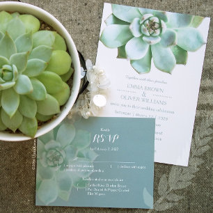 Spring Succulent Botanical Wedding Invitation