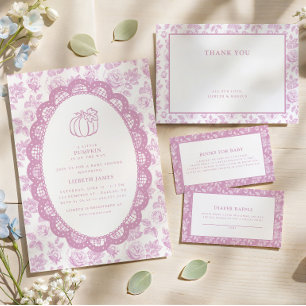 Chinoiserie Floral Pink Toile  Thank You Card