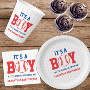 Little Slugger Baseball Boy Baby Shower Paper Plate