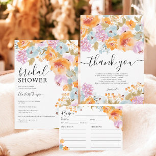 Hand-Painted Boho Floral Watercolor Bridal Shower Thank You Card