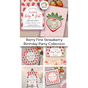 Strawberry 1st Birthday Party Berry First Invitation