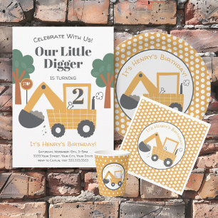 Construction Digger Thank You  Classic Round Sticker