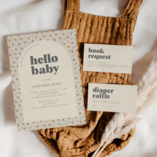Retro Boho Daisy Baby Shower Diaper Raffle Game Enclosure Card