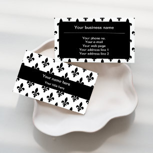 Fleur de Lis Pattern, French, Royal, Black Business Card