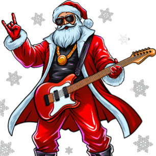 Santa Rocks! Funny Santa Claus playing guitar Holiday Card