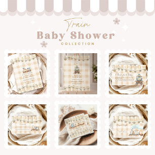 Neutral Watercolor Train Baby Shower  Registry Enclosure Card
