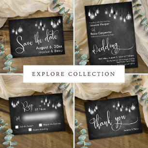 Chalkboard Edison Lights, Save the Date Script