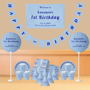 Minimalist Light Blue Kids Birthday Banner