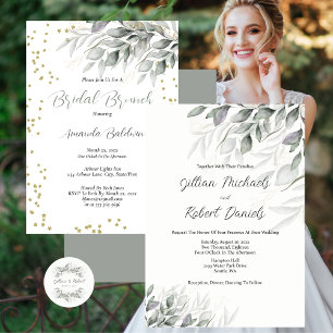 Elegant Watercolor Leaves Wedding Classic Round Sticker