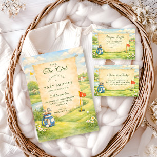 Vintage Golf Storybook Diapper Raffle Enclosure Card