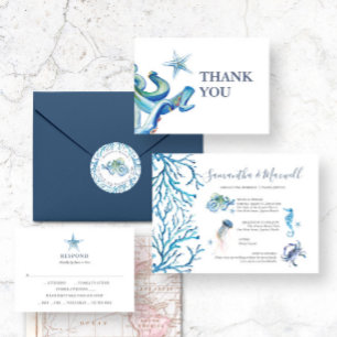 Folded Beach Wedding Thank You Cards