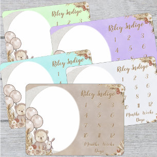 Neutral Boho Bear Moon Baby Shower Wrapping Paper Sheet