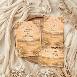 Western Desert Canyon Wedding Thank You Card