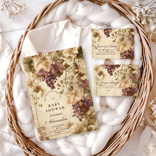 Vineyard Grape Floral Baby Shower Invitation