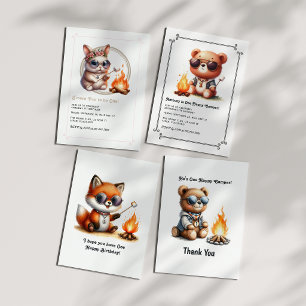 Bunny “S’more Fun to be One” Camping Birthday Invitation