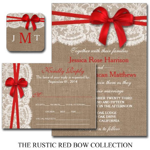 The Rustic Red Bow Wedding Collection Invitation