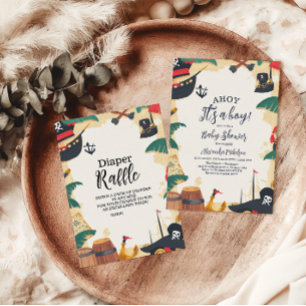 Nautical Pirate Ahoy It's a Boy Diapper Raffle Enclosure Card