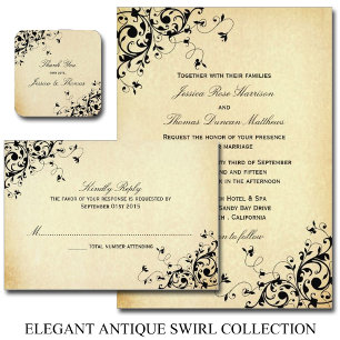 Elegant Antique Swirls Wedding Invitations