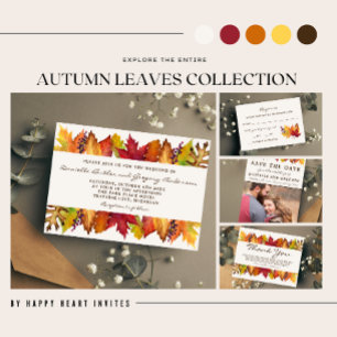 Autumn Leaves Fall Photo Wedding Invitation