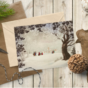 Vintage Victorian Christmas Winter Scene Holiday Postcard