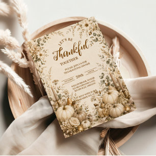 Sophisticated Modern Neutral Thanksgiving Invitation