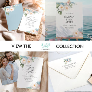 SOFT BLUE PINK BLOOMING FLOWERS MONOGRAM WEDDING NAPKIN